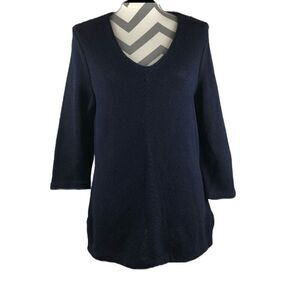 Lauren Ralph Lauren Navy Cotton v-neck sweater size Large